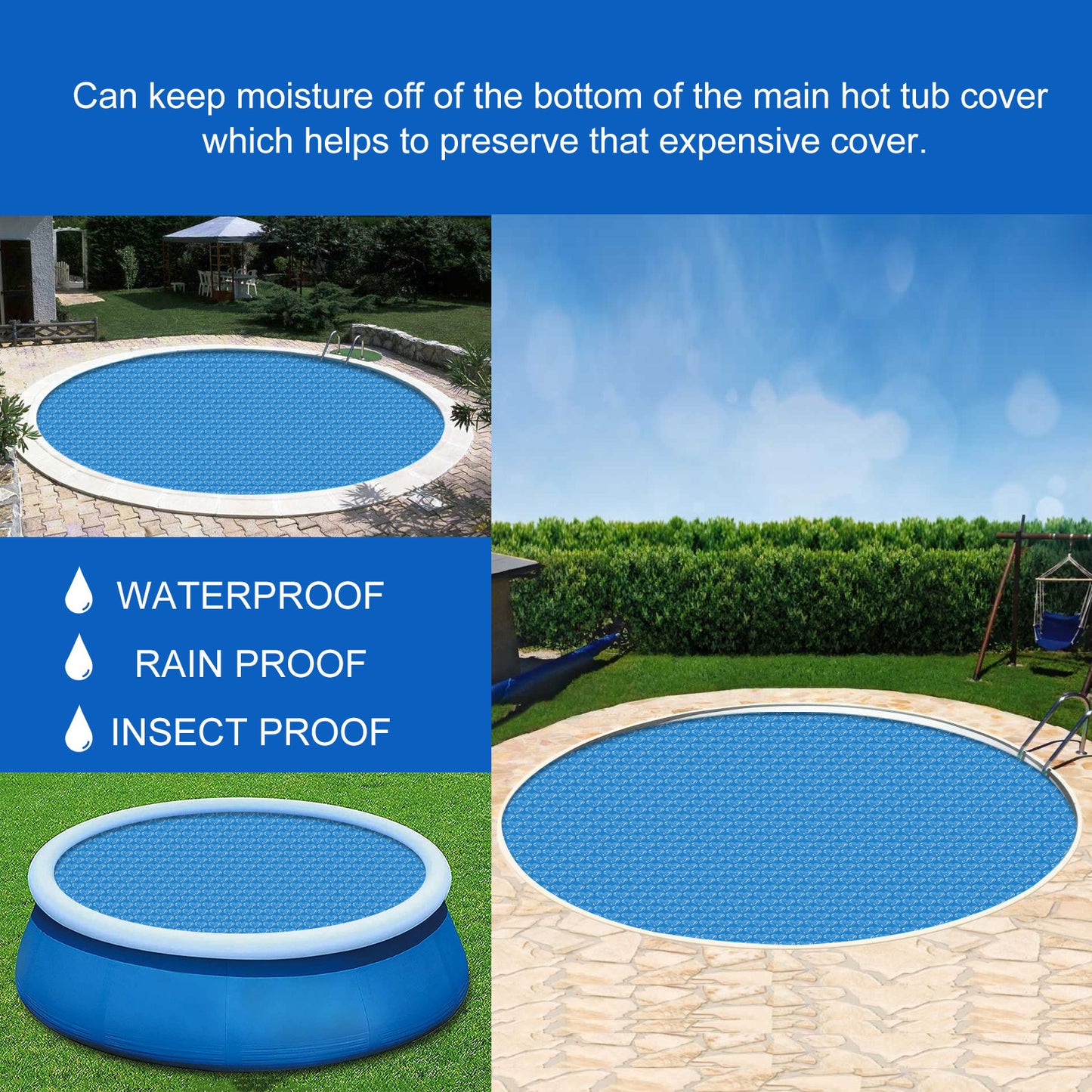 Blue Love Bubble Film Swimming Pool Cover